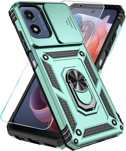 Miniatura 17 de Funda para teléfono SunStory para Motorola Moto G Play 2024 con protector de pantalla HD y cubierta deslizante para la cámara y soporte con patas