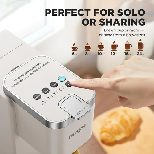 Miniatura 5 de Tastyle Cafetera de Una Sola Porción, Máquina de Café Helado y Caliente para Cápsulas K y Café Molido, Diseño Compacto, Depósito de Agua Extraíble
