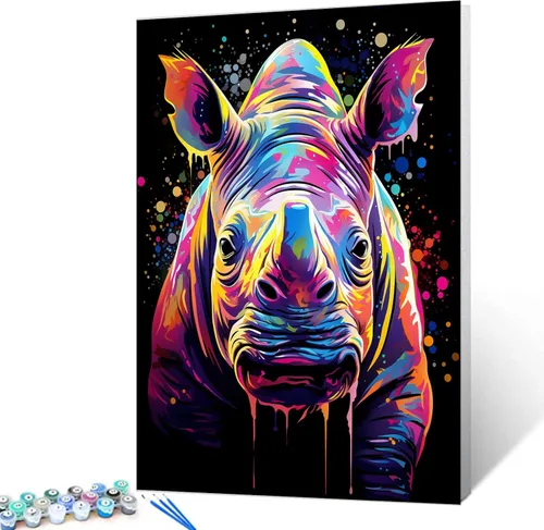 Miniatura 8 de Tucocoo Kits de pintura de búho de graffiti por números con pinceles y pigmento acrílico sobre lienzo para adultos, imagen de estilo colorido