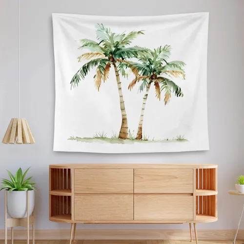 Miniatura 3 de QGFM Tapiz tropical de palmera, tapiz costero de playa para colgar en la pared, decoración de pared de palmeras tropicales de playa costera, manta
