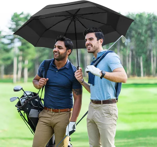 Miniatura 6 de Lejorain Paraguas de golf grande y compacto – Paraguas de golf plegable de gran tamaño con cierre de apertura automática de viaje, 210T