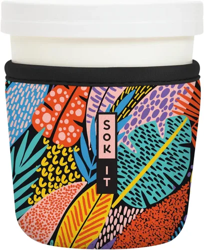 Miniatura 147 de Sok It IceCreamSok - Funda de neopreno aislada (flores abstractas, pintas de helado cónicas)