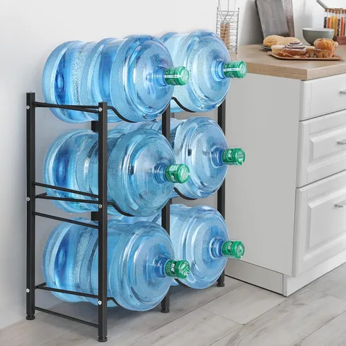 Miniatura 6 de LIANTRAL Soporte para Jarra de Agua de 5 Galones, Estante de Almacenamiento de Botellas de Agua de 5 Galones, 5 Niveles, Plata