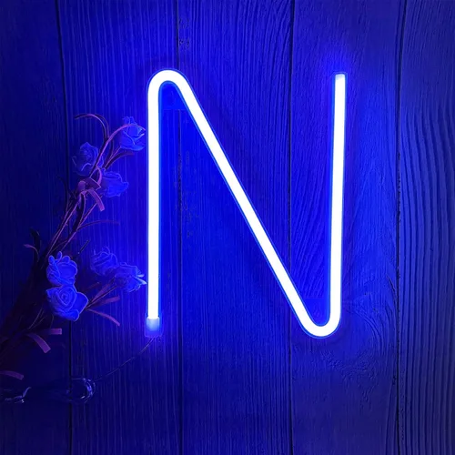 Miniatura 8 de ENUOLI Letreros de neón LED en azul con letras de neón para decoración de pared, luz nocturna, funciona con pilas o USB, letras de neón LED
