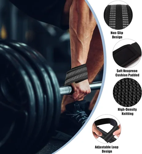 Miniatura 4 de Paquete de 4 correas de levantamiento para levantamiento de pesas, correas de elevación para entrenamiento de fuerza en el gimnasio, peso muerto