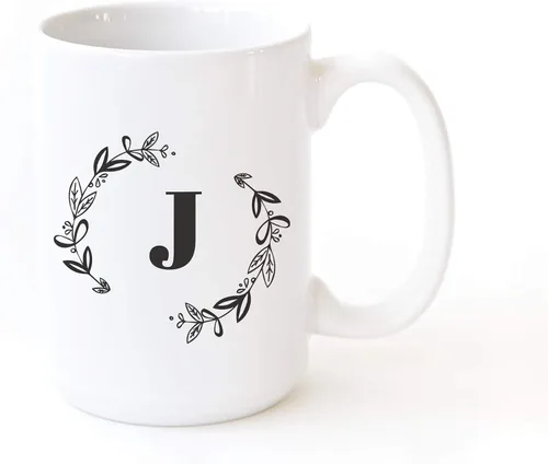 Miniatura 26 de The Cotton & Canvas Co. Botánico personalizado monograma inicial letra A taza de café porcelana cerámica taza de café para ella, para él
