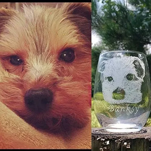 Miniatura 3 de Vidrio grabado personalizado para mascotas, copa de vino grabada, imagen de mascota personalizada, vidrio grabado conmemorativo de mascotas, imagen
