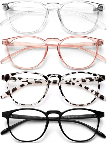 Gafas de bloqueo de luz azul para mujeres/hombres, paquete de 4 unidades para lectura en computadora, juegos, televisión, teléfono, antirreflejos