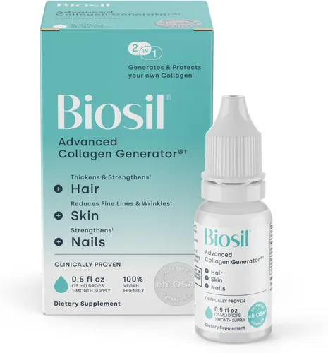 Biosil Suplemento potenciador de colágeno - Gotas de 0.5 onzas líquidas - Activador patentado ch-OSA para piel, cabello, uñas y articulaciones -