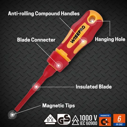 Miniatura 2 de Juego de destornilladores aislados de 1000 V con bolsa, 8 herramientas de reparación de destornilladores eléctricos, Phillips intercambiables/punta