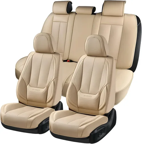 Miniatura 2 de Coverado Juego completo de fundas de asiento de automóvil, fundas de asiento para automóviles, fundas de asiento de coche beige para asientos
