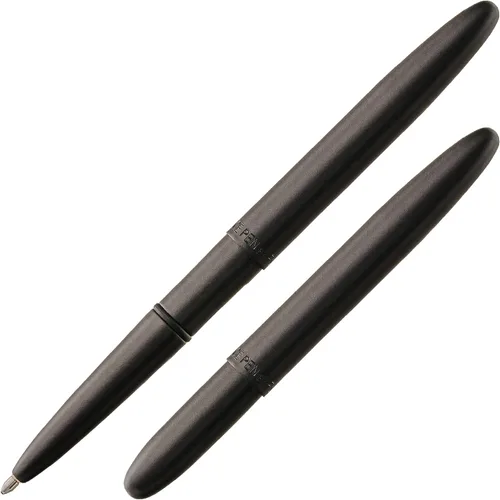 Fisher Bolígrafo Espacial Bullet, Bolígrafo de Bola, Latón, Negro Mate, Tinta Negra, Caja de Regalo