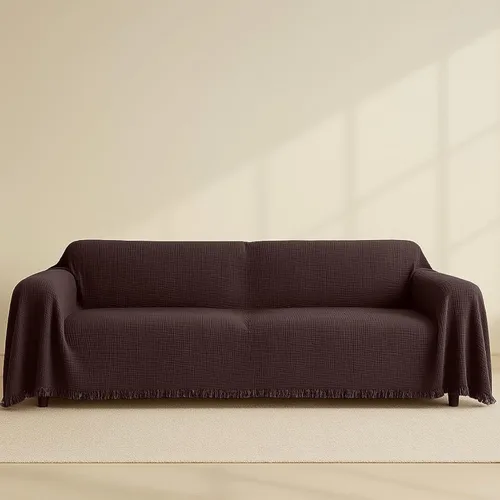 Miniatura 5 de Gauze Sofa Cover%100 Natural Cotton, Brown Couch Covers for Loveseat, Futon, Sofa, Sectional L Shape, U Shape, 4 Layered Muslin Boho Cloud Like