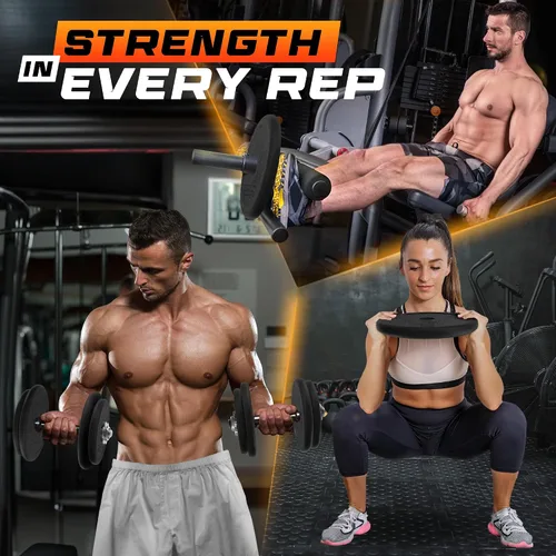 Miniatura 4 de Yes4All Standard Weight Plates, 1-Inch Cast Iron Barbell Weights, Wide Range 5–50 LB, Ideal for Strength Training & Workout Routine, Available in