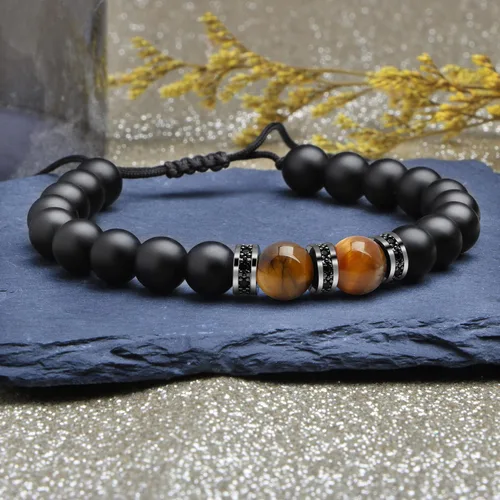 Miniatura 4 de Pulsera para hombres, regalos de Navidad para hombres, novio, marido, papá, hijo, hermano, nieto, abuelo, tío amor, alivio del estrés, ojo de tigre
