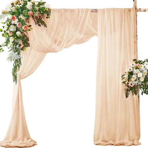 Miniatura 16 de SiinvdaBZX 2 Paneles Tela Drapeada de Arco de Boda 30" x 240" de Poliéster de Gasa Negra para Múltiples Ocasiones