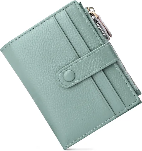Miniatura 7 de FALAN MULE - Carteras pequeñas para mujer con bloqueo RFID, carteras de cuero plegables y delgadas con cremallera y monedero para monedas, S