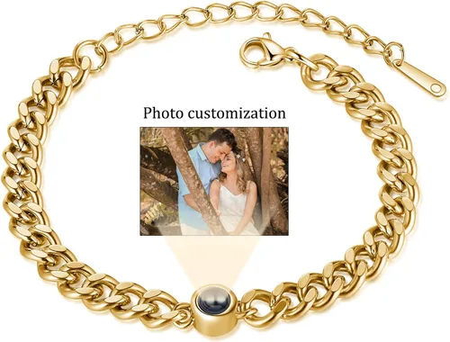 Miniatura 7 de Nameinhea Pulsera con imagen en el interior, pulsera personalizada de proyección de fotos, pulsera conmemorativa personalizada para mujeres, novia