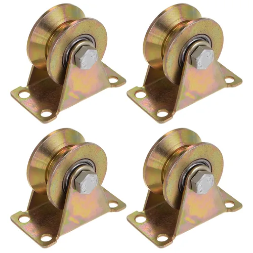 Miniatura 14 de HARFINGTON 4 piezas ruedas de rodamiento de 1.2 pulgadas con ranura en V para puerta corredera, ruedas de rodamiento rígidas con soporte para riel