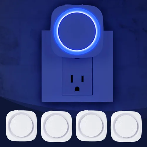 Miniatura 11 de Luces nocturnas de color blanco cálido enchufables en la pared, paquete de 4 luces nocturnas regulables con sensor automático de atardecer a