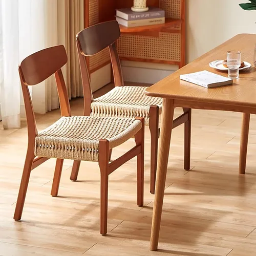Miniatura 2 de Sillas de comedor tejidas, modernas sillas de comedor de ratán, sillas de cocina con patas de metal, sillas laterales sin brazos para el hogar, bar