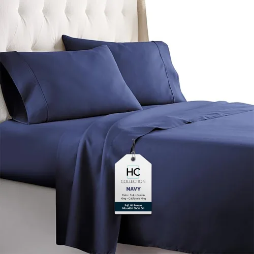 Miniatura 12 de HC COLLECTION Sábanas de cama California King, Hotel Luxury Platinum Serie 1800, sábana encimera de microfibra cepillada, sábana bajera de bolsillo