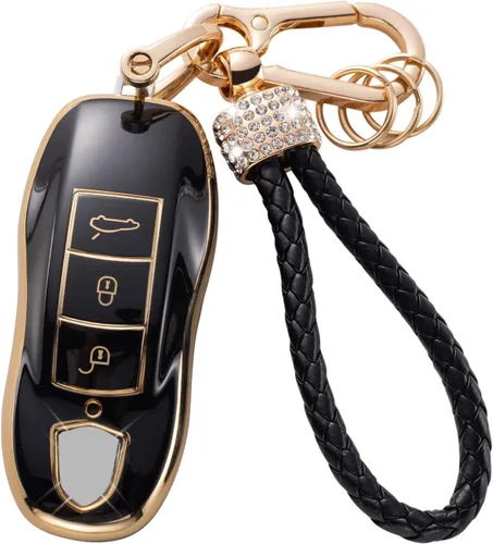 Miniatura 34 de Gematay Funda protectora para llavero VW Volkswagen con cordón para llavero, compatible con VW Jetta Golf Polo MK7 Passat Beetle Smart Key Case