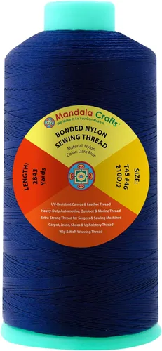 Miniatura 54 de Mandala Crafts - Hilo de nailon para coser cuero, tapicería, mezclilla y para trenzar el pelo; resistente, 1500 yardas, tamaño 69 T70 Marrón