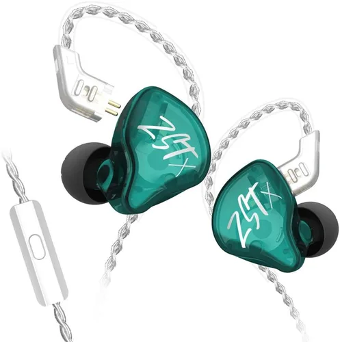 Miniatura 11 de KZ ZST X Monitores intrauditivos, auriculares ZSTX híbridos dinámicos con doble controlador mejorado, auriculares HiFi estéreo IEM con cable Cian