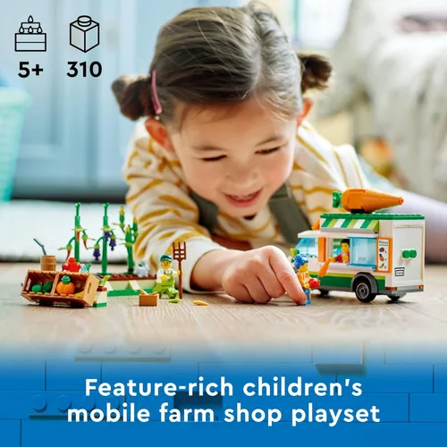 Miniatura 2 de LEGO City Van del Mercado de Granjeros 60345 - Juego de juguetes de construcción para niños, niñas y niños a partir de 5 años; Tienda de granja