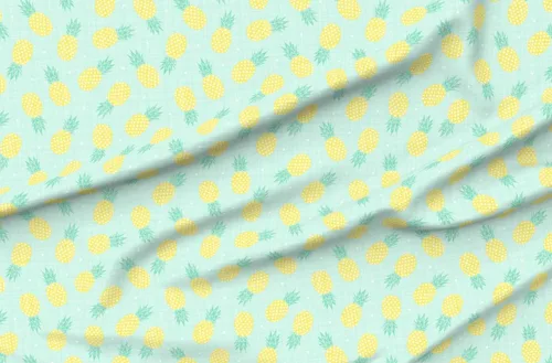 Spoonflower Tela: textura de piña, triángulos de menta amarilla, piñas, alimentos, cocina, estampado en pétalos, tela de algodón distintiva por The