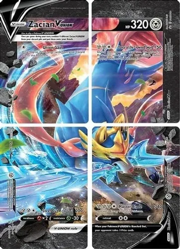 Zacian V-Union - Juego de 4 cartas - SWSH163 - SWSH164 - SWSH165 - SWS166 - Set promocional Pokémon Black Star