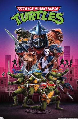 Miniatura 9 de Teenage Mutant Ninja Turtles (1990) - Póster de pared de una hoja, 22.4 pulgadas de largo x 14.7 pulgadas de ancho, versión enmarcada de madera
