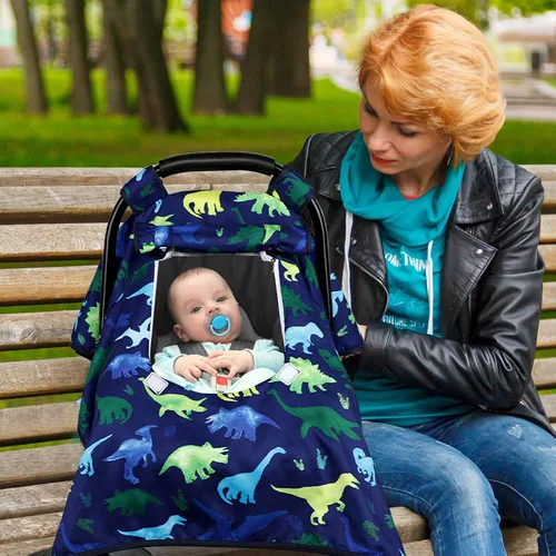 Miniatura 6 de Funda de Asiento de Coche para Niño, Funda de Asiento de Coche de Bebé de Invierno, Toldo de Asiento de Coche Acogedor y Cálido con Ventanas