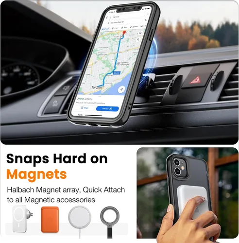 Miniatura 5 de Funda para iPhone 11 con protector de pantalla, compatible con MagSafe, ultra delgada, translúcida, mate, a prueba de golpes, color negro