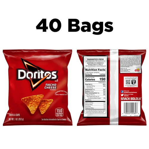 Miniatura 2 de Doritos Chips de tortilla saborizados, queso nacho, 1 onza (paquete de 40)