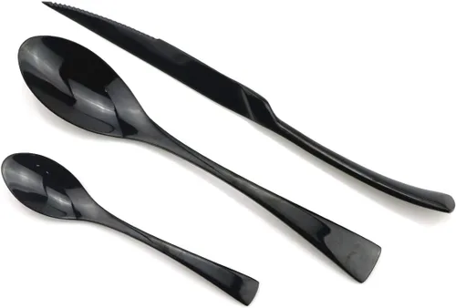 Miniatura 5 de Juego de cubiertos de lujo de 20 piezas, acero inoxidable 18/10, utensilios de cubiertos resistentes para 4, incluye cuchillo de carne, tenedor