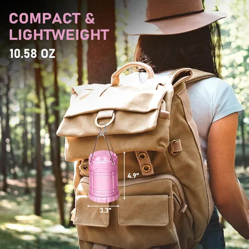 Miniatura 5 de Linternas LED rosa de camping, luces de camping portátiles, lámparas con asa para exteriores, luces esenciales de emergencia para cortes de energía