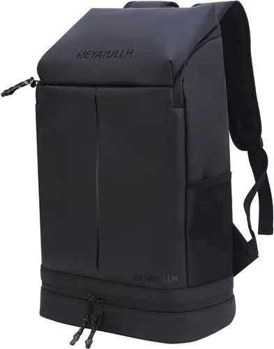 Mochila de gimnasio para hombres y mujeres, bolsa de viaje con compartimento grande para zapatos y soporte para botellas, mochila impermeable, Negro