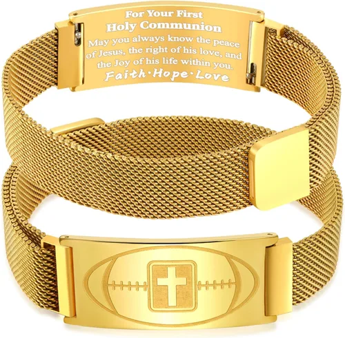Miniatura 126 de Regalos de graduación, pulsera de fútbol, fútbol, baloncesto, béisbol, regalos de pulsera, pulseras de cruz de fe para hombres, bautismo, primera