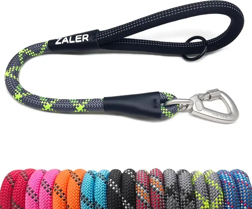 Miniatura 17 de ZALER Correa Corta para Perro, Correas de Tráfico de Cuerda de 26 Pulgadas para Perros, Correa Reflectante para Perro con Anillo en O, Correa Negro