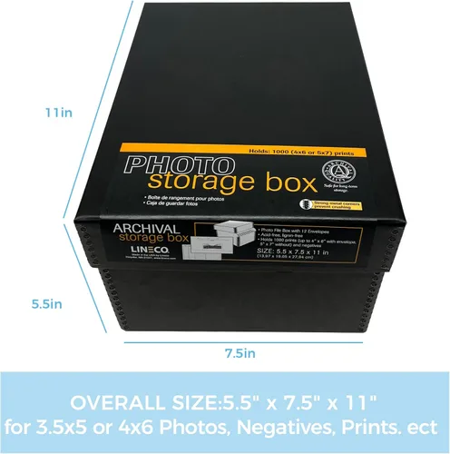 Miniatura 3 de Lineco Caja de almacenamiento de fotos de 4 x 6, con 12 sobres sin ácidos, capacidad para hasta 1000 fotos de 3.5 x 5 pulgadas o 4 x 6 pulgadas