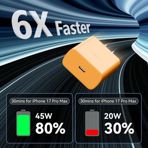 Miniatura 3 de Cargador USB C súper rápido de 45 W para iPhone 17 16 Pro Max, cargador de iPhone de 10 pies de largo, cable de carga rápida para iPhone 17 16 Pro