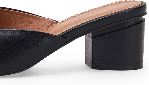 Miniatura 7 de Coutgo Womens Pointed Toe V Cut Mules Chunky Block Heel Slip On Clogs Fashion Office Slides Shoes