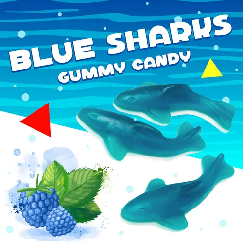 Miniatura 4 de Caramelo de tiburones gomosos Bolsa de 1 libra Sabores de frutas mixtas