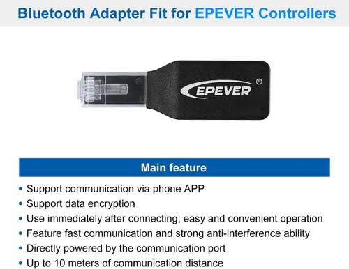 Miniatura 6 de EPEVER Adaptador BLE para controlador de carga MPPT, compatible con la aplicación Android/iOS 2023Nueva versión (EPEVER-BLE-RJ45-D)