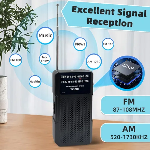 Miniatura 5 de Radios portátil Am Fm, radio a batería con conector para auriculares y clip trasero, radio de bolsillo con recepción de largo alcance para personas