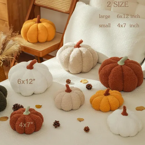 Miniatura 2 de YRXRUS Almohadas de calabaza, almohadas de calabaza de Halloween, almohada en forma de blanco para decoración de habitación de otoño, almohada