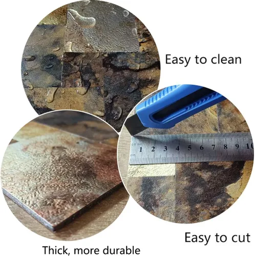 Miniatura 3 de Azulejos adhesivos para despegar y pegar, losetas de piedra para salpicaduras en pared de cocina, adhesivo de mosaico metálico de superficie de PVC