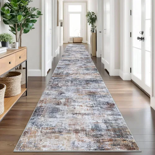 Miniatura 160 de IOHOUZE Alfombra pequeña abstracta de 2 x 3 pies, alfombra de entrada lavable para entrada interior, alfombras con respaldo de goma, alfombra gris